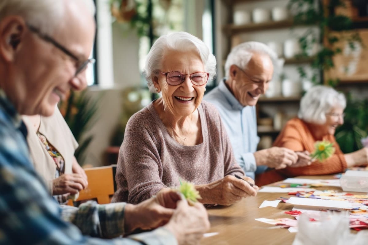 Barton House Memory Care | Seniors making cards