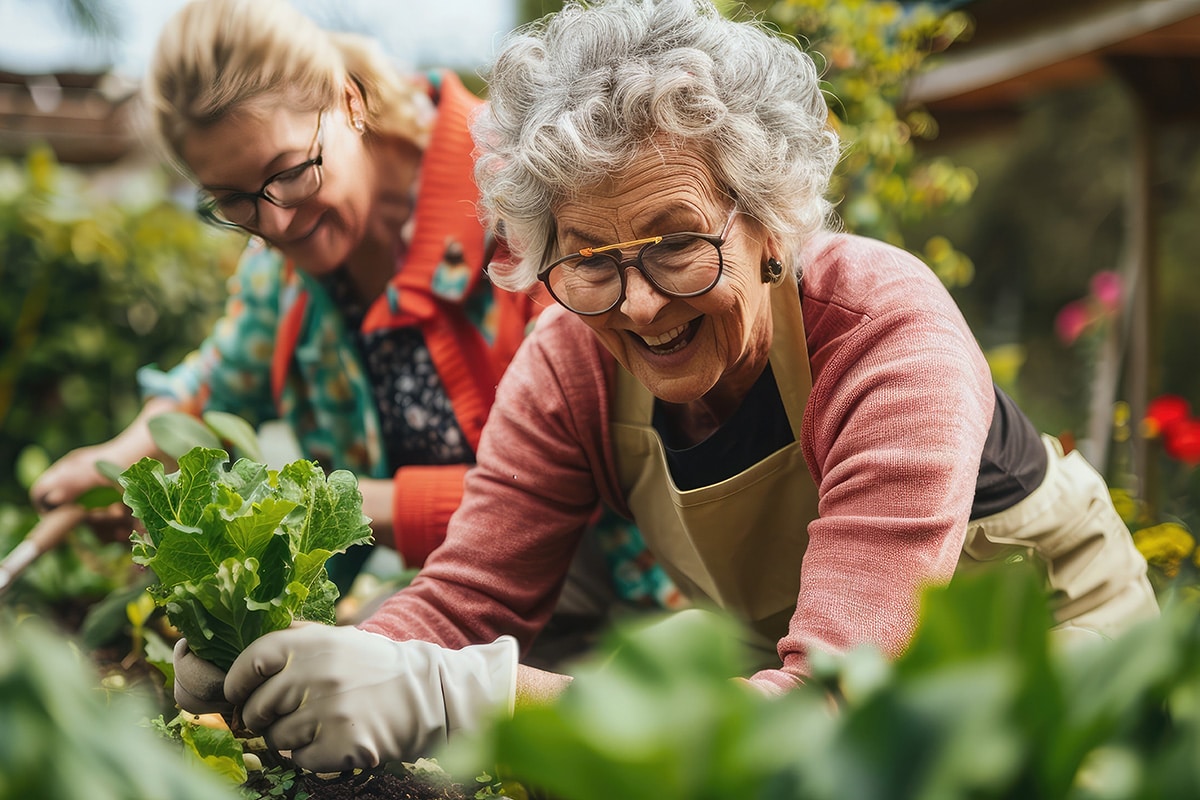 Barton House Memory Care | Senior Woman Gardening