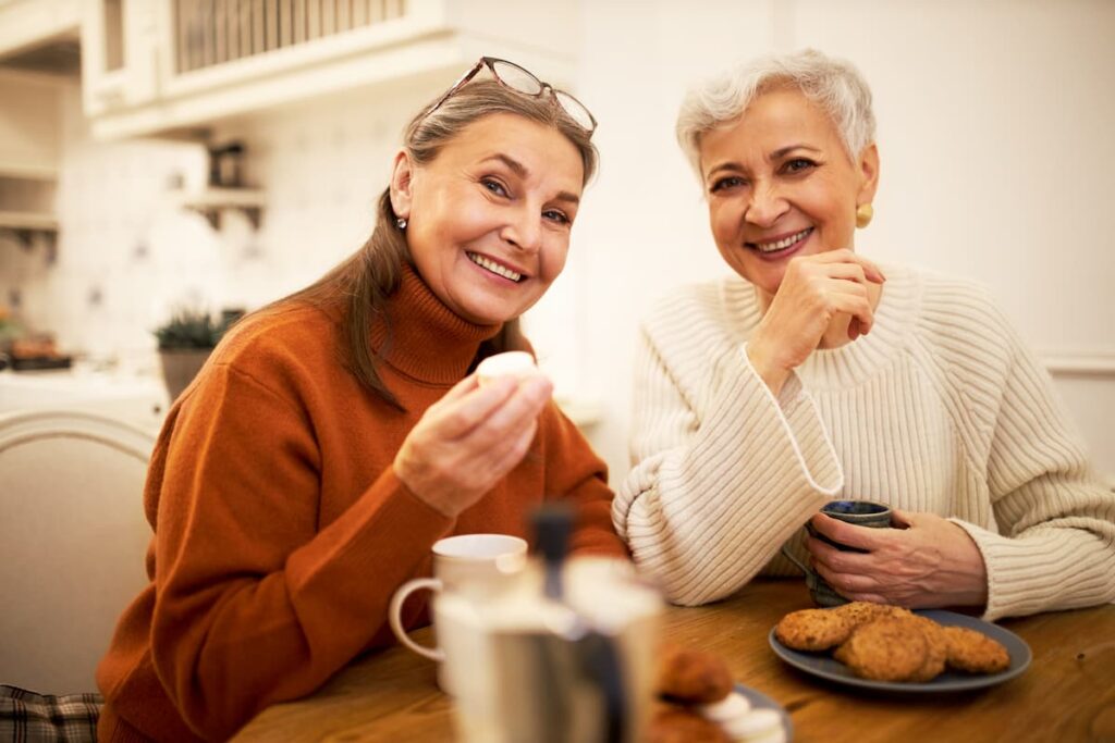 Novellus Clairemont | Senior friends having coffee together