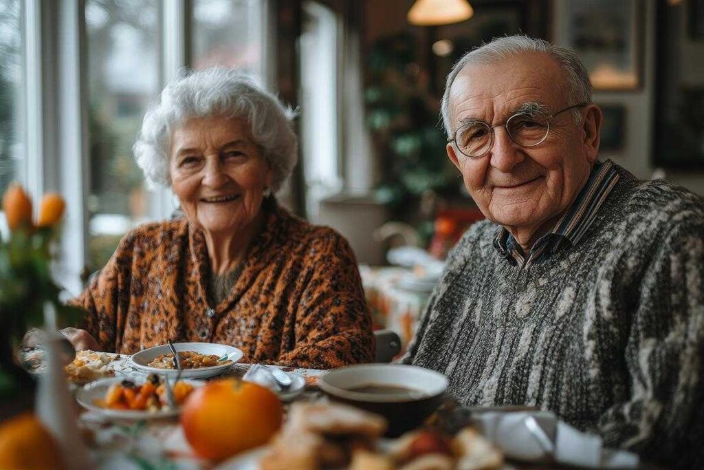 Orangeburg | Nursing Homes in Modesto | Happy Seniors Enjoying Breakfast