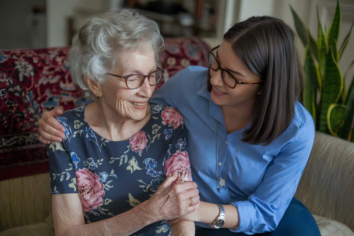 Novellus Stockton | Happy Senior Talking To To Caregiver