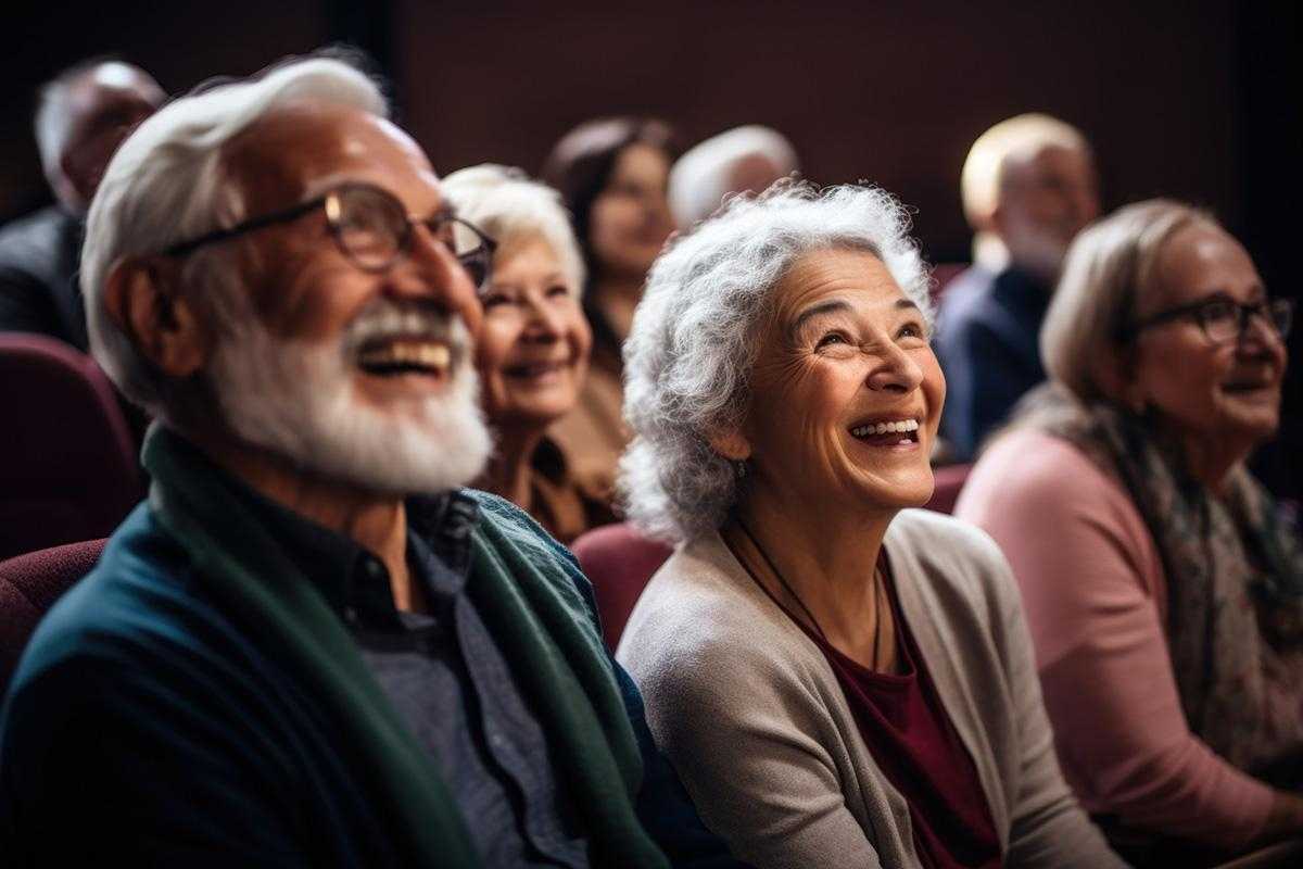 Seniors watching dementia-friendly movies